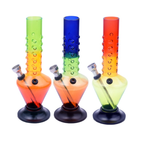 Bong acrílico plástico, pequeño, tricolor granos 16cm BONG ACRÍLICO