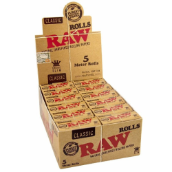 Caja Rollos Raw King Size Slim Classic 5 metros (24 unid) ROLLO