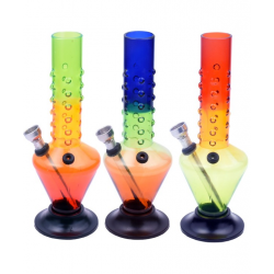 Bong acrílico plástico, pequeño, tricolor granos 16cm  BONG ACRÍLICO