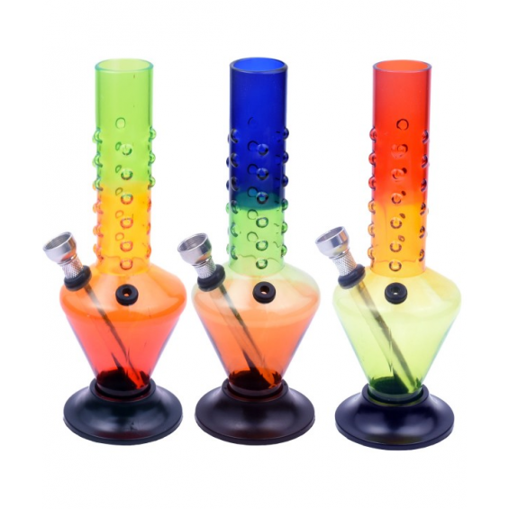 Bong acrílico plástico, pequeño, tricolor granos 16cm  BONG ACRÍLICO