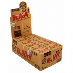 Caja Rollos Raw Single Wide Classic 5 metros (24 unid)  ROLLO