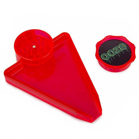 Grinder Plastico Con Bandeja Roja Ooze  GRINDERS 2 PARTES