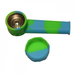 Pipa silicona de bolsillo con tapa ( verde y azul ) 9cm  PIPAS