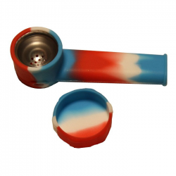 Pipa silicona de bolsillo con tapa ( azul, roja y blanca ) 9cm  PIPAS
