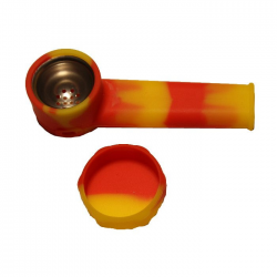 Pipa silicona de bolsillo con tapa ( roja y amarilla ) 9cm  PIPAS