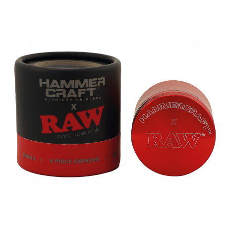 Raw Grinder x Hammercraft rojo 4 Partes ( diámetro 50mm) RAW GRINDERS